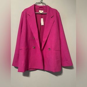Maeve Hot Pink Notch Lapel Blazer